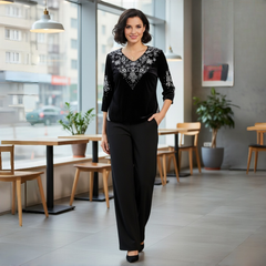 Icone™ SophisticatedSet: Ontspannen Comfortabele Top En Broek Verfijnd Set