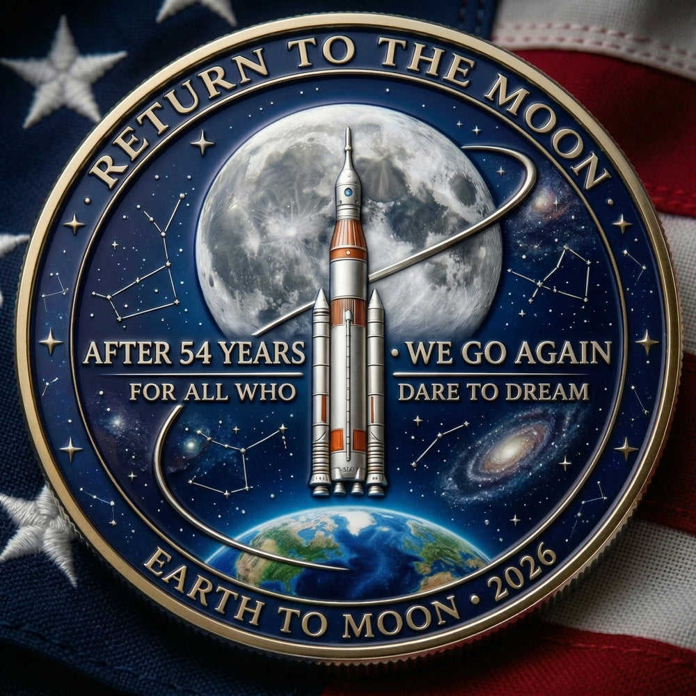TributeCoin 1+2 GRATIS - Artemis II Lunar Missie Eerbetoon Munt
