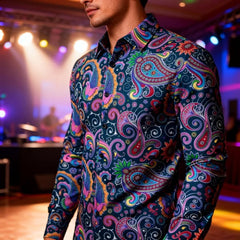 Icone™ RetroPolo: Disco Nacht Heren Lange Mouwen Vintage Retro Polo