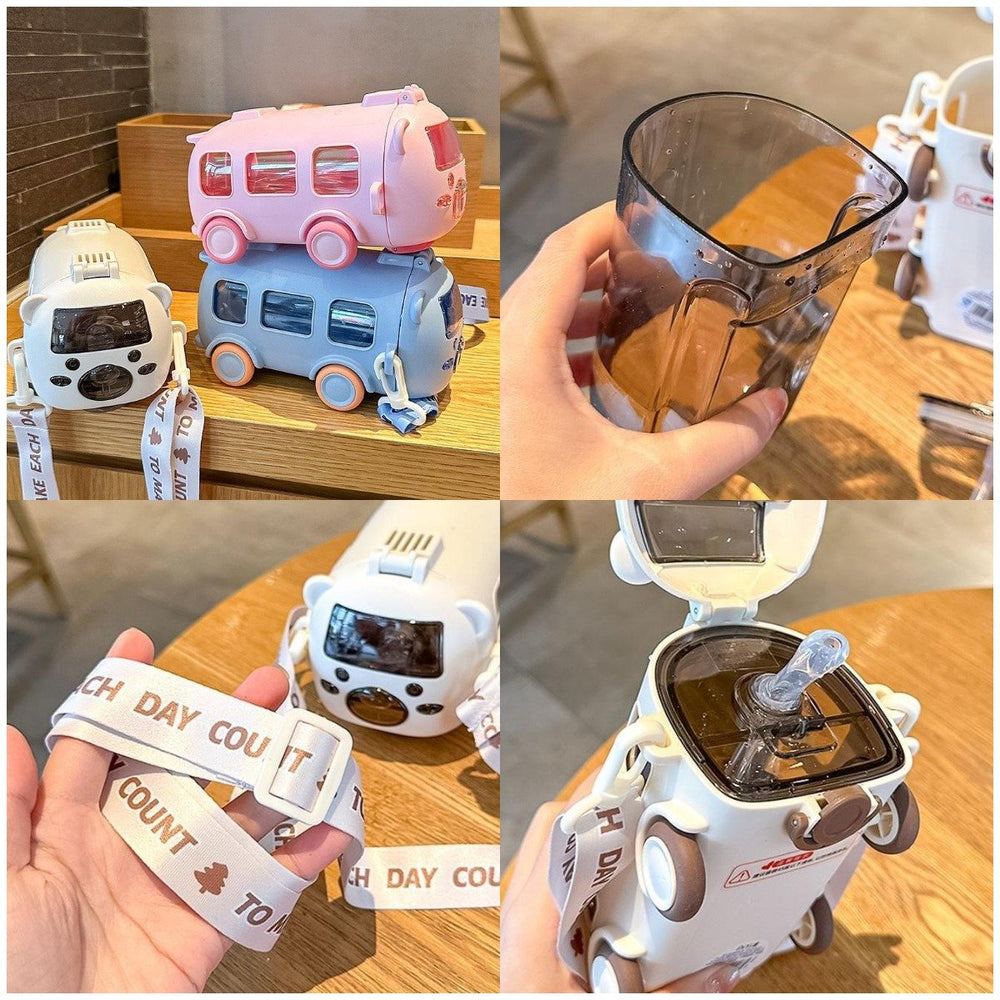 Kletshuts™ BusTumbler: Schattige Leuke Grote Capaciteit Kinderen Bus Water Tumbler