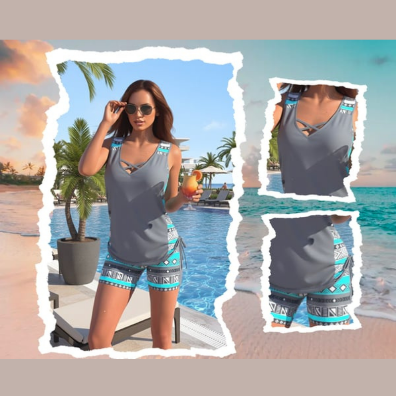 Icone™ ComfySwimwear: Comfortabele Losse Casual Geprinte Zwemset