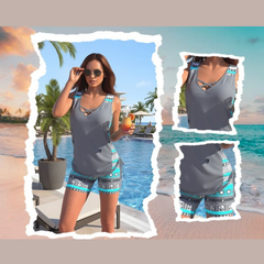 Icone™ ComfySwimwear: Comfortabele Losse Casual Geprinte Zwemset