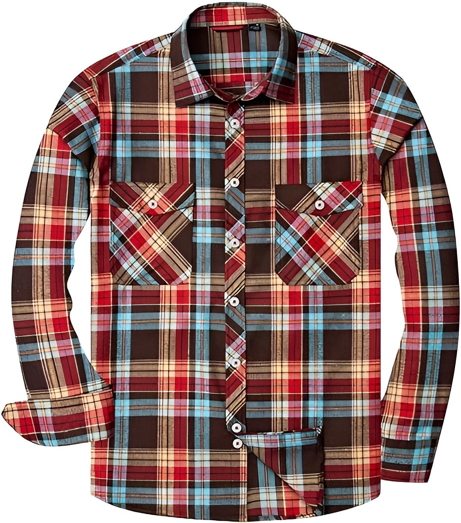 Icone™ CheckeredLongsleeves: Klassieke Casual Knoop-Beneden Geruite Mouwen