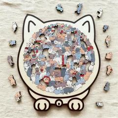 Kletshuts™CatPuzzle: Uniek Kat Puzzel Kleurrijk Houten Dier Legpuzzel