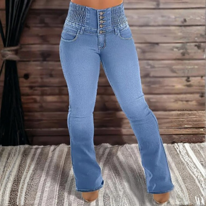 Icone™ FlareJeans: Stijlvolle Rekbare Hoge Taille Chic Flare Spijkerbroek