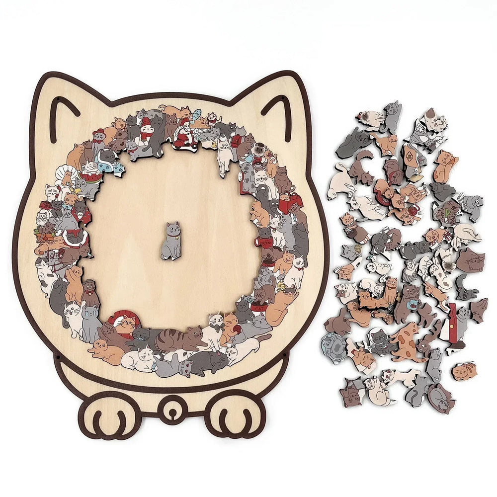 Kletshuts™CatPuzzle: Uniek Kat Puzzel Kleurrijk Houten Dier Legpuzzel