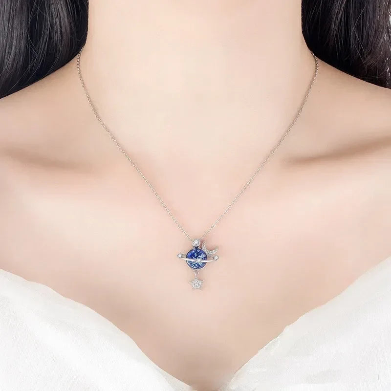 Jewelance™ MoonNecklace 1+1 GRATIS: Blauw Planeet Ster Maan Hanger Ketting
