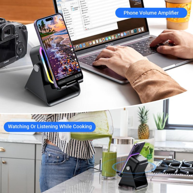SoundCharge - Slimme Draagbare Inductie Geluid Telefoonstandaard Oplader En Luidspreker