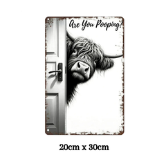CowFrame™ – Grappig Rustiek Hoogland Koe Frame Badkamerbord