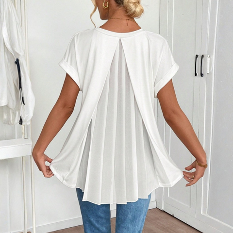 Icone™ SimpleTop - Eenvoudige Casual Ademend V-Hals Top Met Plissé Achterkant