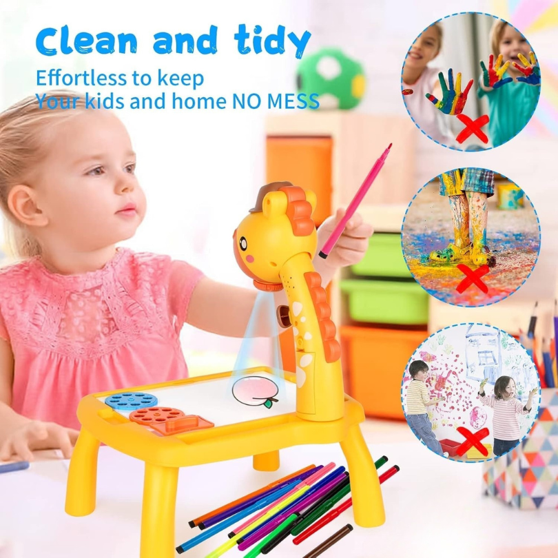 Kletshuts™ DrawingTable: Kids Teken- en Kleurprojector Giraffe Tafel