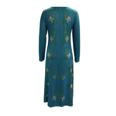 Icone™ VintageDress: Stijlvolle Bloemenprint Toevallig V-Hals Lange Mouwen Vintage Jurk