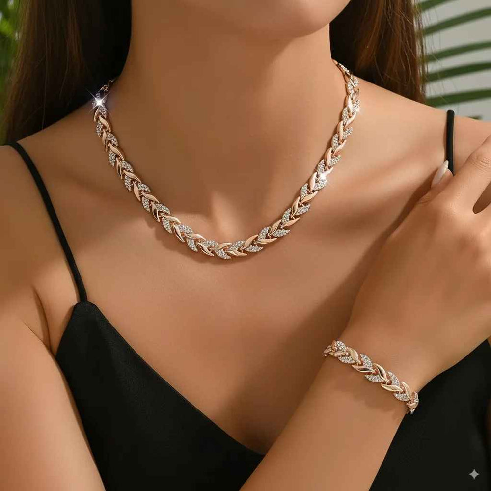 Jewelance™ FashionJewelry: Luxe Wilgen-Geïnspireerd Armband En Ketting Mode Sieraden Set