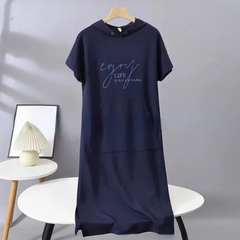 Icone™ DrawstringDress: Dames Knus Met Capuchon Met Trekkoord Midi Jurk