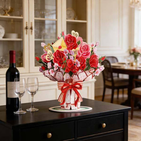 FlowerCard 1+1 GRATIS - 3D Pop Up Bloemenboeket Speciale Wenskaart