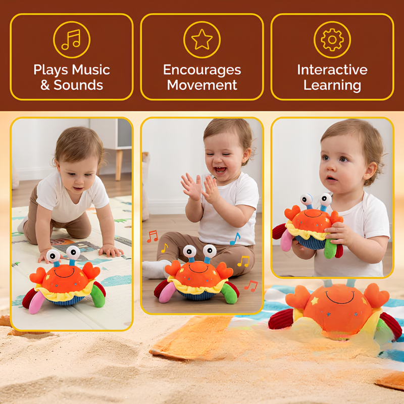 Kletshuts™ CrabToy - Interactieve Muzikale Leerkrab Pluche Speelgoed