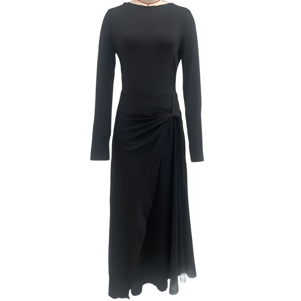 Icone™ MaxiDress: Zij-Knoop Wikkel Slank-Pasvorm Premium Lange Maxi Jurk
