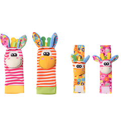 Kletshuts™ RattleToy 1+1 GRATIS: Zachte Dierlijke Baby Pols En Voet Sokke Rammelaa Speelgoed Set