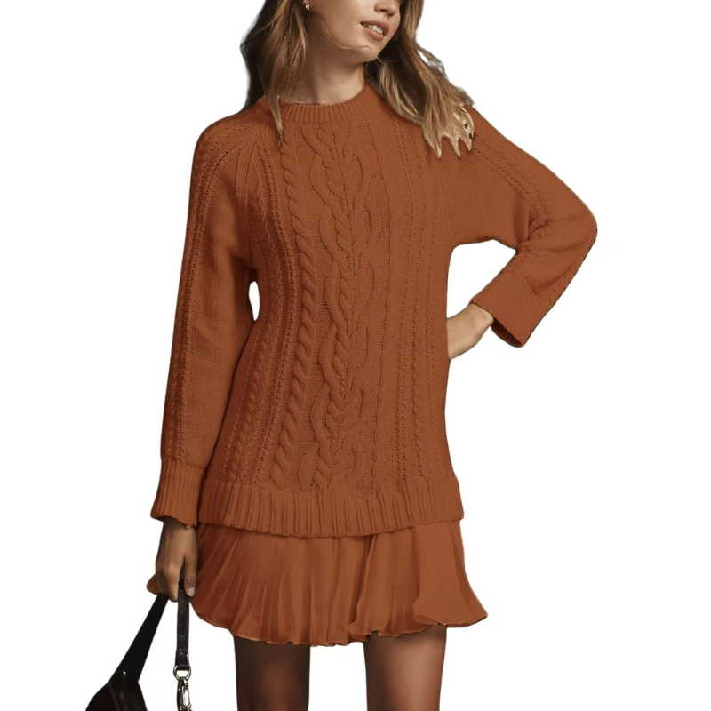 Icone™ KnittedDress: Knus Mini Lange Mouwen Gebreid Jurk