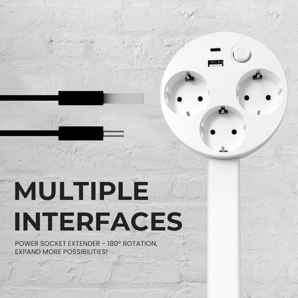 Globetrek° PowerHub: Verstelbare Multi Socket Verlengkabel En USB Hub