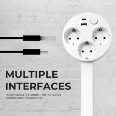 Globetrek° PowerHub: Verstelbare Multi Socket Verlengkabel En USB Hub