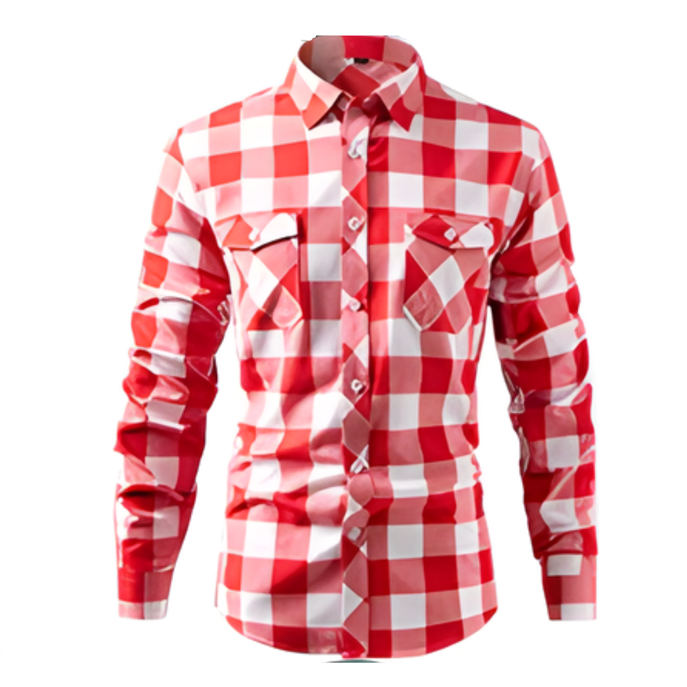 Icone™ CheckeredShirt: Stijlvol Toevallig Pastelroze Geruit Shirt