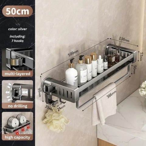 GlideHold® ShelfRack: Badkamer Douche Opbergrek En Organizer Plank