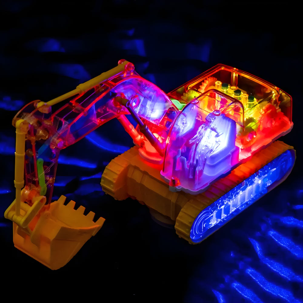 Kletshuts™ TransparentExcavator: Kinderkleurige LED Transparante Gear Elektrische Graafmachine Speelgoed