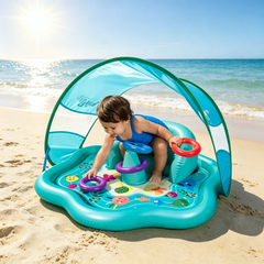 Kletshuts™ WaterMat - Opblaasbare Baby Plons Speelmat Met Luifel