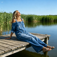 Icone™ DenimJumpsuit - Comfortabele Klassieke Losse Pasvorm Denim Jumpsuit
