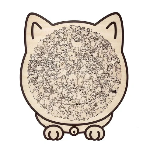 Kletshuts™CatPuzzle: Uniek Kat Puzzel Kleurrijk Houten Dier Legpuzzel