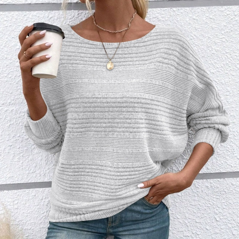 Icone™ CasualLongsleeves: Relaxte Pasvorm Stijlvol Gestreept Vleermuismouwen Casual Lange Mouwen Top