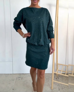 Icone™ GlitterDress: Elegante Ronde Hals Chique Glitter Jurk