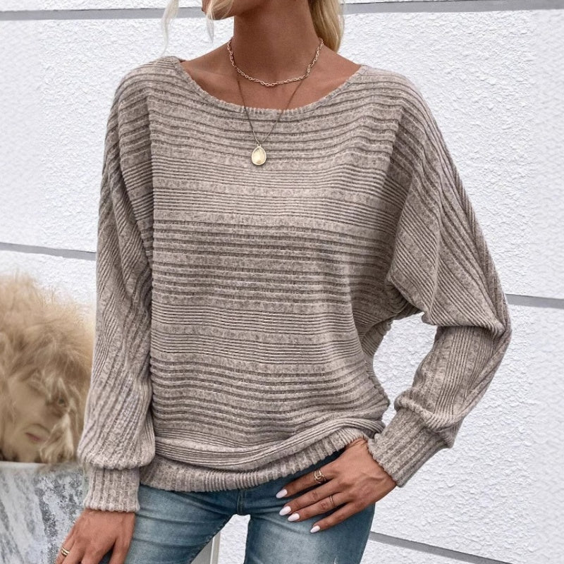 Icone™ CasualLongsleeves: Relaxte Pasvorm Stijlvol Gestreept Vleermuismouwen Casual Lange Mouwen Top