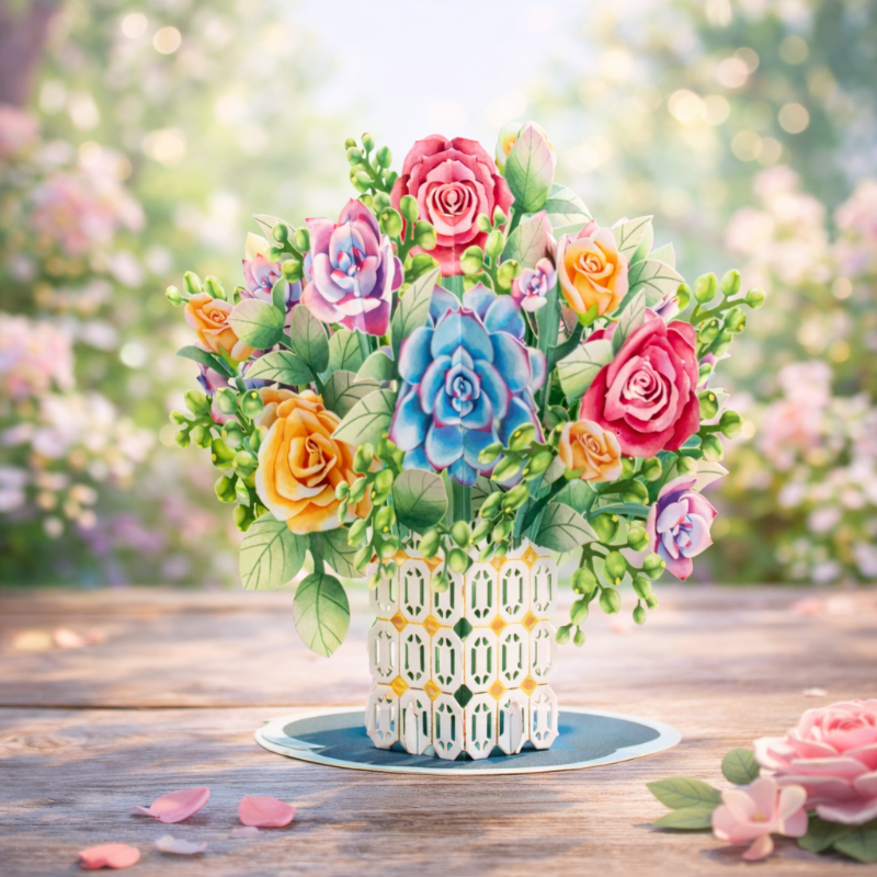 FlowerCard 1+1 GRATIS - 3D Pop Up Bloemenboeket Speciale Wenskaart