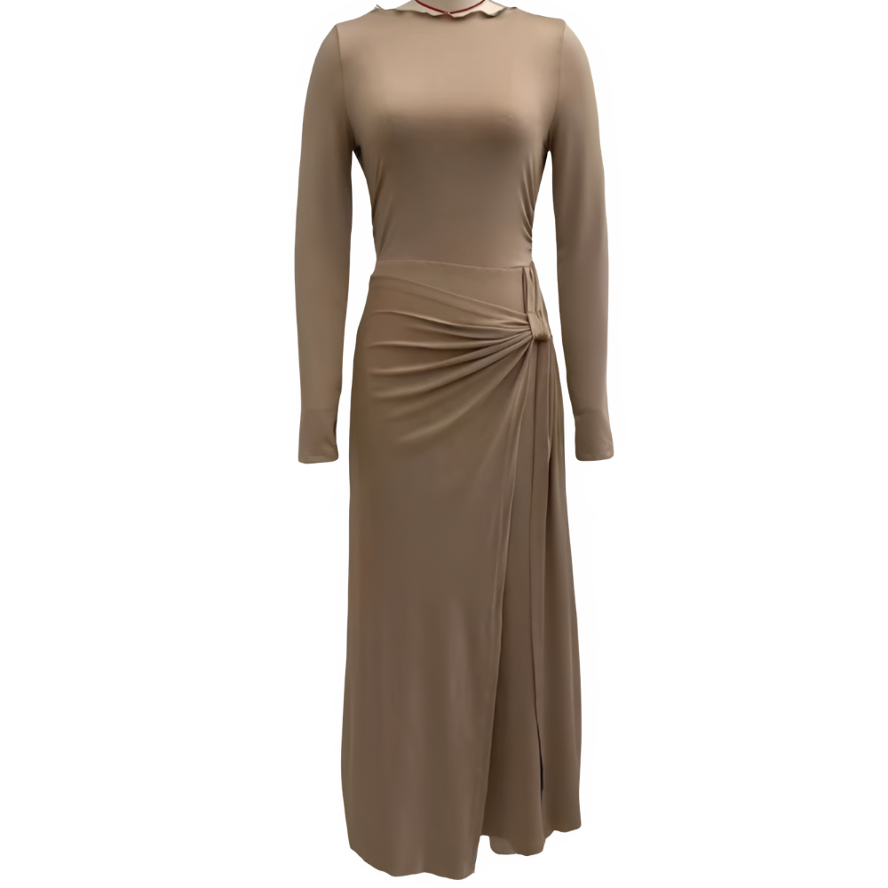Icone™ MaxiDress: Zij-Knoop Wikkel Slank-Pasvorm Premium Lange Maxi Jurk