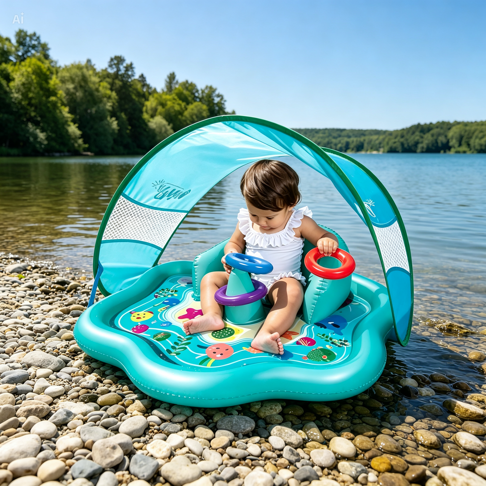Kletshuts™ WaterMat - Opblaasbare Baby Plons Speelmat Met Luifel