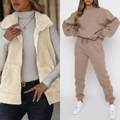 Icone™ ComfyChic: Premie Comfy Chic Wijd Been-Broek 3-Delige Set