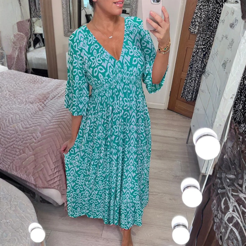 Icone™ SummerDress - Elegante Vloeiende Gedrukte V-Hals Maxi Zomerjurk