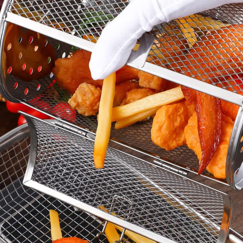 Globetrek° RotatingGrill: Roestvrij Staal Draaiend Koken Frituur En Grill Kooi
