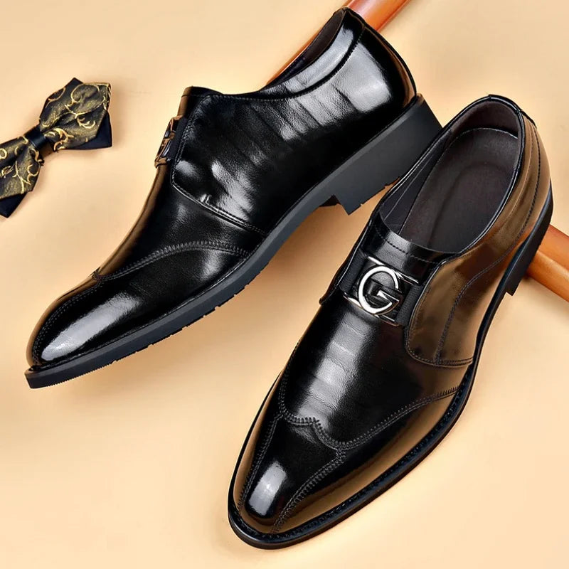 Happy™ ClassyShoes: Luxe Heren Leer Formeel Puntig Stijlvol Schoenen