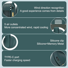 ClipFan - Mini Oplaadbare Nek En Taille Clip-on Ventilator