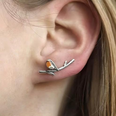 Jewelance™ BirdEarrings 1+1 GRATIS: Mode Roodborstje Vogel Neergestreken Op Een Takje Stud Oorbellen