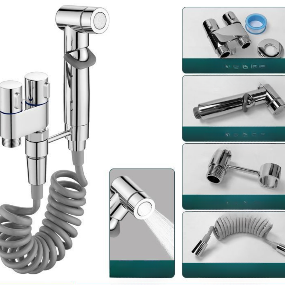 Globetrek° PremiumBidet - Eenvoudige Installatie Dubbele Ventiel Handgehouden Premie Bidet Set