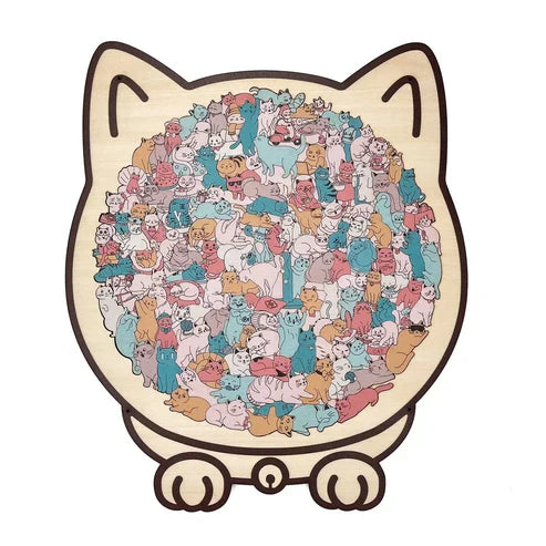 Kletshuts™CatPuzzle: Uniek Kat Puzzel Kleurrijk Houten Dier Legpuzzel