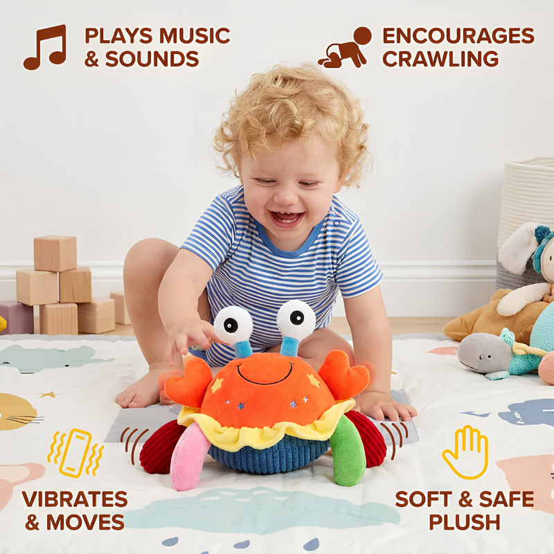 Kletshuts™ CrabToy - Interactieve Muzikale Leerkrab Pluche Speelgoed