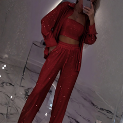 Icone™ ShinySet: Dames Elegante Drie-Delige Sexy Glanzende Set