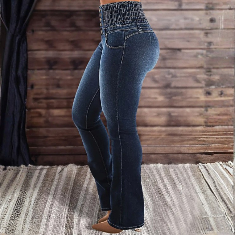 Icone™ FlareJeans: Stijlvolle Rekbare Hoge Taille Chic Flare Spijkerbroek