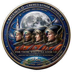 TributeCoin 1+2 GRATIS - Artemis II Lunar Missie Eerbetoon Munt