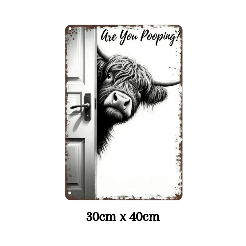 CowFrame™ – Grappig Rustiek Hoogland Koe Frame Badkamerbord